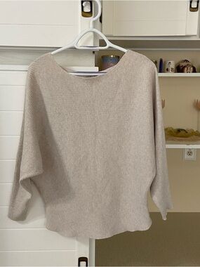 Soft Ribbed Cream Knit Boatneck Sweater